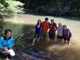 visitors in the river